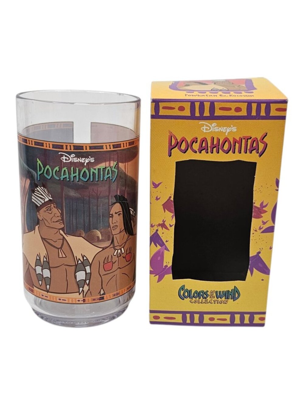 Walt Disney Pocahontas Powhatan Kocoum Plastic Glass 1994 Burger King Boxed